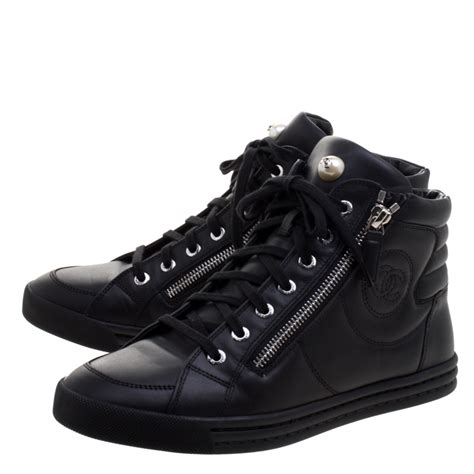 chanel black sneakers|black chanel sneakers women.